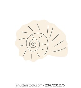 Tropical underwater seashell. Hand drawn sea mollusk shellfish element. Vector illustration in scandinavian style.
