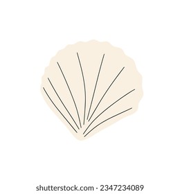 Tropical underwater seashell. Hand drawn sea mollusk shellfish element. Vector illustration in scandinavian style.
