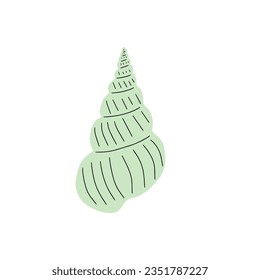 Tropical underwater seashell. Hand drawn sea mollusk shellfish element. Vector illustration in scandinavian style.