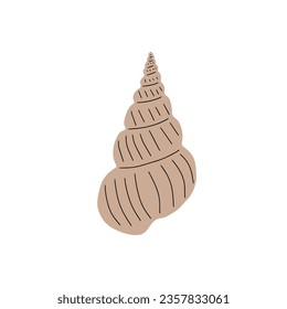 Tropical underwater seashell. Hand drawn sea mollusk shellfish element. Vector illustration in scandinavian style.