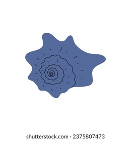 Tropical underwater seashell. Hand drawn sea mollusk shellfish element. Vector illustration in scandinavian style.