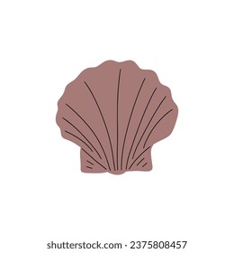 Tropical underwater seashell. Hand drawn sea mollusk shellfish element. Vector illustration in scandinavian style.