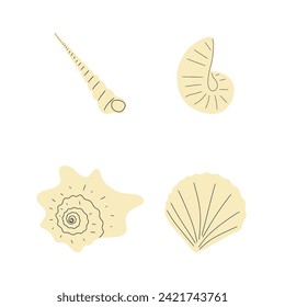 Tropical underwater seashell. Hand drawn sea mollusk shellfish element. Vector illustration in scandinavian style.