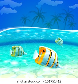 Tropical underwater view, vector illustration, eps 10