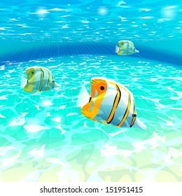 Tropical underwater view, vector illustration, eps 10
