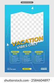 Tropical vacation background cyan with palm leaves and wave pattern perfect for holiday posters and travel designs