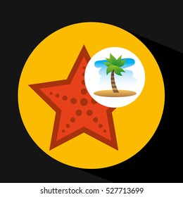 tropical vacation beach sea starfish vector illustration eps 10