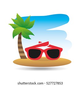 tropical vacation beach sunglasses accesorie vector illustration eps 10