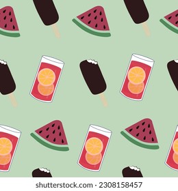 Tropical vacation concept. Pattern with summer elements