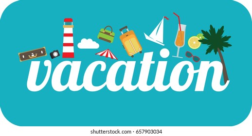 Tropical vacation trip set. Flat style vector illustration