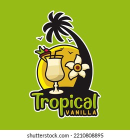 Tropical vanilla beach logo, flat design style