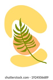 Tropical vector art with palm and abstract shapes. artwork for posters, cards, web-design, etc