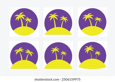 Tropical vector artwork featuring a palm tree silhouette, ideal for summer-themed designs. Perfect for beach, nature, and travel illustrations, bringing a touch of paradise to your projects.