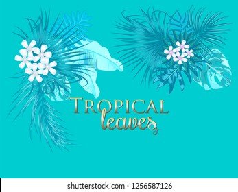 Tropical vector background in Germany color, trend concept. Botany design for cover. Jungle leaves can be used for brochure template, poster, wedding invitation or card design.