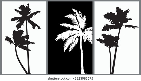 Tropical vector background. Monochrome abstract hand-drawing vector illustration.