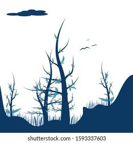 Tropical vector background with plant blue color