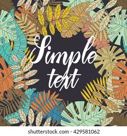 tropical vector background with tropical plants and palm leaves