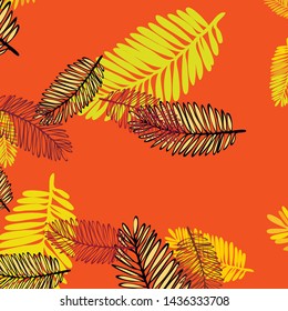 Tropical vector background for postcard, tree leaves, summer.