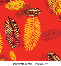 Tropical vector background for postcard, tree leaves, summer.