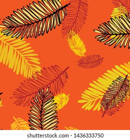 Tropical vector background for postcard, tree leaves, summer.