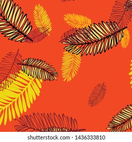 Tropical vector background for postcard, tree leaves, summer.
