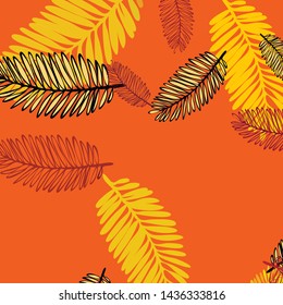 Tropical vector background for postcard, tree leaves, summer.
