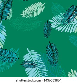 Tropical vector background for postcard, tree leaves, summer.
