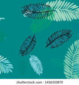 Tropical vector background for postcard, tree leaves, summer.
