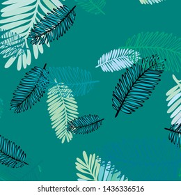 Tropical vector background for postcard, tree leaves, summer.