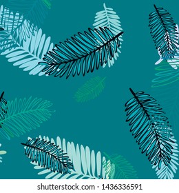 Tropical vector background for postcard, tree leaves, summer.