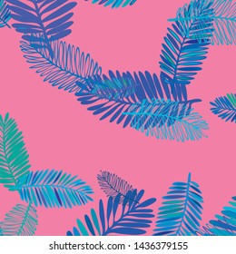 Tropical vector background for postcard, tree leaves, summer.