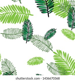 Tropical vector background for postcard, tree leaves, summer.