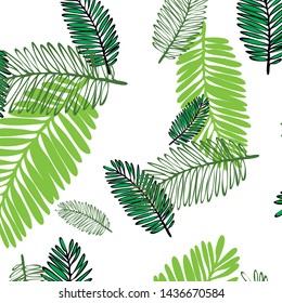 Tropical vector background for postcard, tree leaves, summer.