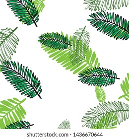Tropical vector background for postcard, tree leaves, summer.