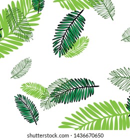 Tropical vector background for postcard, tree leaves, summer.