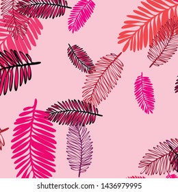 Tropical vector background for postcard, tree leaves, summer.