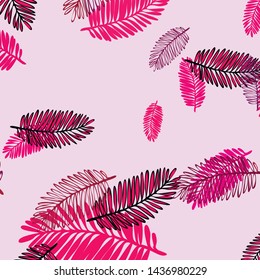 Tropical vector background for postcard, tree leaves, summer.