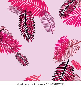 Tropical vector background for postcard, tree leaves, summer.