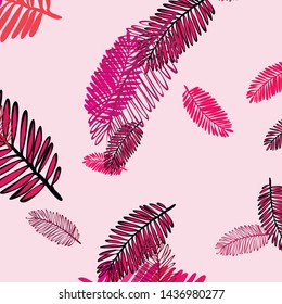 Tropical vector background for postcard, tree leaves, summer.