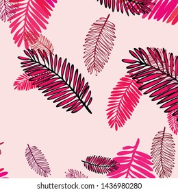 Tropical vector background for postcard, tree leaves, summer.