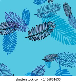 Tropical vector background for postcard, tree leaves, summer.