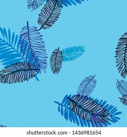 Tropical vector background for postcard, tree leaves, summer.