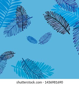 Tropical vector background for postcard, tree leaves, summer.