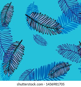 Tropical vector background for postcard, tree leaves, summer.