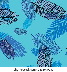 Tropical vector background for postcard, tree leaves, summer.