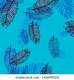 Tropical vector background for postcard, tree leaves, summer.