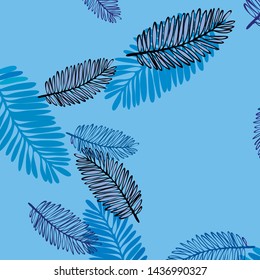 Tropical vector background for postcard, tree leaves, summer.