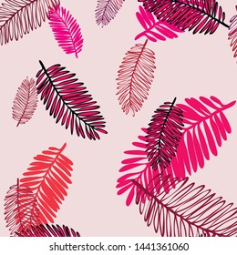 Tropical vector background for postcard, tree leaves, summer.