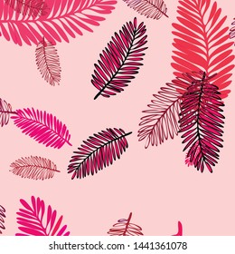 Tropical vector background for postcard, tree leaves, summer.