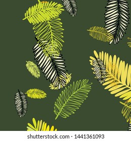 Tropical vector background for postcard, tree leaves, summer.